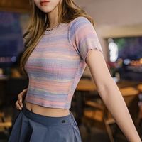 MADEN/马登 莱赛尔毛纱段染 女士短袖上衣