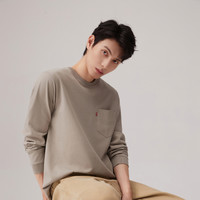 Levi's李维斯秋男士美式复古圆领宽松休闲纯色长袖卫衣