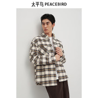 太平鸟男装 休闲衬衫工装外穿式格子衬衫美拉德格纹衬衫男士上衣 黄色 第一批 3XL