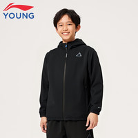 李宁 LI-NING童装儿童外套男大童2025春季新品训练系列青少年学生运动风衣外套 黑色13-3 170