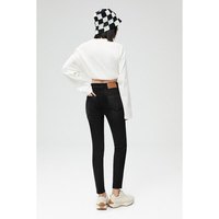 太平鸟蹦极弹牛仔裤女夏季高腰紧身修身九分黑色小脚裤子 XL 黑灰色基础款