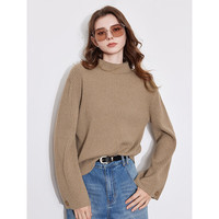 初语氛围感加宽袖毛衣慵懒风针织女2024秋冬安可拉红上衣 驼色 L