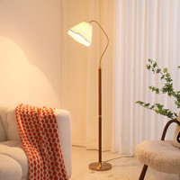 杜君 中古风极简落地灯客厅沙发边实木复古氛围灯卧室床头阅读装饰灯