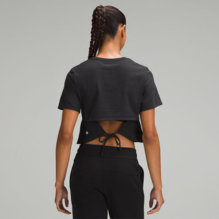露露乐蒙lululemon丨Tie-Hem女士下摆系带高克重棉混纺 T 恤 LW3IDKS 黑色 L /10
