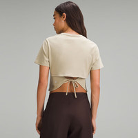 露露乐蒙lululemon丨Tie-Hem女士下摆系带高克重棉混纺 T 恤 LW3IDKS 指南针卡其色 L /10