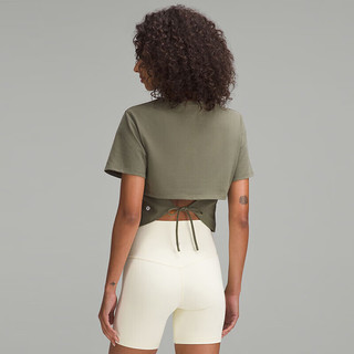 露露乐蒙lululemon丨Tie-Hem女士下摆系带高克重棉混纺 T 恤 LW3IDKS 军绿 2XL /14