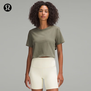 露露乐蒙lululemon丨Tie-Hem女士下摆系带高克重棉混纺 T 恤 LW3IDKS 军绿 2XL /14
