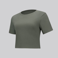 露露乐蒙lululemon丨Tie-Hem女士下摆系带高克重棉混纺 T 恤 LW3IDKS 军绿 XS /4