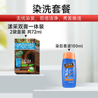 温雅漾采染发膏染发剂植物染头不沾皮肤男士女双膏一体装彩染2袋 棕色 【染洗套餐】 共72ml（2袋盒装）