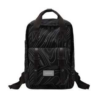 移动端、京东百亿补贴：海德 背包女大容量双肩包男15.6英寸笔记本电脑包学生书包 黑色等高线