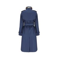 BURBERRY/博柏利 女士海军蓝棉双排扣腰间系带翻领大衣