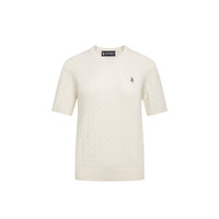 【优质长绒棉】暇步士女士2025春全棉圆领绞花短袖针织打底衫 卡布奇诺 S