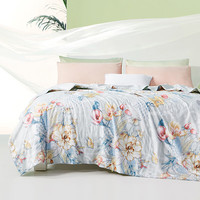 富安娜 FUANNA家纺蚕丝被子 100%蚕丝夏凉被空调被夏季夏薄被子双人 100%蚕丝夏薄被-绿色 1.5米床 203cm*229cm