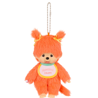 萌趣趣 Monchhichi 可爱公仔绳挂饰包包挂件橘色款发辫女孩情侣挂饰