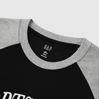 Gap男女装2025春季纯棉印花logo插肩长袖T恤美式校园风723839 黑色 XL (180/100A) 亚洲尺码