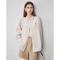 初语长袖衬衫女百搭打底衫25春秋通勤风纯色衬衣基本款上衣 奶茶杏 L