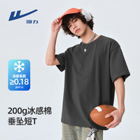 回力冰丝网眼t恤男夏季凉感运动健身速干短袖男士大码半袖上衣服 水绿#HL灰绿小标 2XL