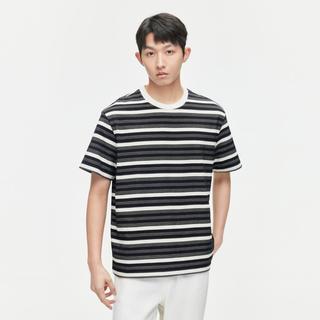 【热销】GXG男装夏季双色休闲简约撞色条纹圆领短袖t恤男