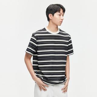 【热销】GXG男装夏季双色休闲简约撞色条纹圆领短袖t恤男