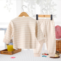 班杰威尔(BANJVALL)婴儿衣服套装春秋季纯棉彩棉宝宝新生儿衣服肩扣套装 套头衫棕色 66 (6-9个月)