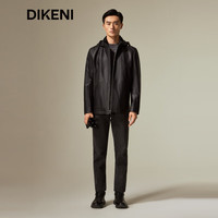 迪柯尼（DIKENI）【总裁穿搭】【品质羊皮】男士商务立领可脱卸帽皮衣夹克 黑色 2XL （54）