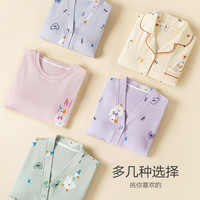 造福鸟 睡衣女春秋2025新款带胸垫长袖可爱宽松开衫家居服套装