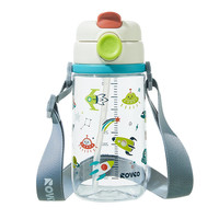 日康 水杯儿童双饮口吸管杯 水杯便携水壶480ml 薄荷绿