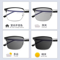 镜邦近视眼镜男超轻眼镜框女时尚眉线眼镜框配散光有度数变色眼镜 配1.60较薄防蓝光变色镜片