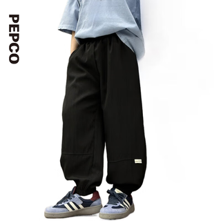 小猪班纳（pepco）儿童夏季新款外穿速干裤男女孩薄款防蚊裤韩版拼接透气束脚裤童装 深卡其 130