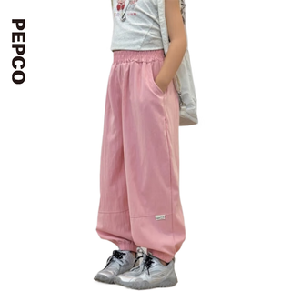 小猪班纳（pepco）儿童夏季新款外穿速干裤男女孩薄款防蚊裤韩版拼接透气束脚裤童装 深卡其 130