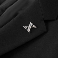 太平鸟男装 秋季领口刺绣西装西服B1BAC1X05 黑色 XXXL