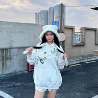 A CHOCK【Achock官方店】潮牌重磅花卉字母刺绣美式街头宽松连帽加绒卫衣