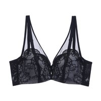 欧迪芬 薄款文胸女士内衣蕾丝网纱薄杯大罩杯胸罩软钢圈上托大码