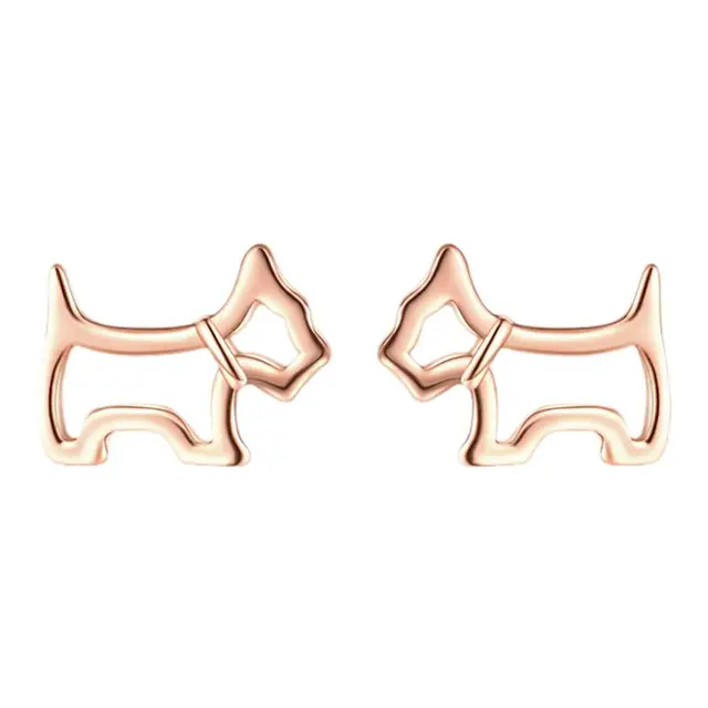 AGATHA/瑷嘉莎臻我镂空小狗耳钉纯银法式精致耳饰轻奢女生