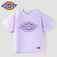 DICKIESDickies童装女童短袖夏季儿童5A抗菌凉感t恤小女孩夏款时髦运动服 白/DK紫线标小 110