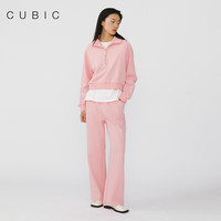 CUBIC 宽松慵懒风半拉链logo刺绣卫衣休闲套装