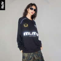 MLMR潮牌男女款时尚oversize宽松撞色美式连帽卫衣 E41黑色 XXL