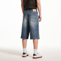 杰克·琼斯(JACK&JONES)25年男装休闲牛仔短裤男士宽松高弹力五分裤夏季薄款潮流松紧腰 E39中蓝牛仔 2XL (190)
