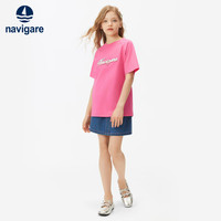 NAVIGARE意大利小帆船女童短袖T恤休闲夏季新款索罗娜面料圆领中大童半袖