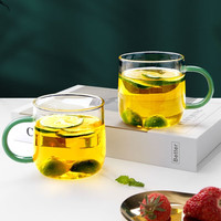 茶适 C5575X 玻璃杯 加厚带把手 380ml 透明