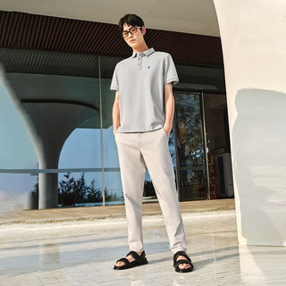 杰克·琼斯（JACK&JONES）25年polo衫男夏季无忧搭撞色罗纹翻领商务刺绣logo男士短袖POLO衫 浅灰C39 M