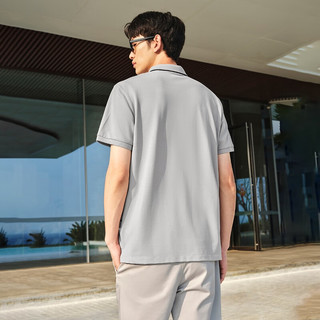 杰克·琼斯（JACK&JONES）25年polo衫男夏季无忧搭撞色罗纹翻领商务刺绣logo男士短袖POLO衫 浅灰C39 M