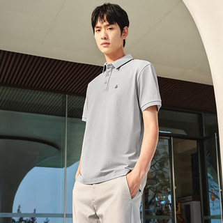 杰克·琼斯（JACK&JONES）25年polo衫男夏季无忧搭撞色罗纹翻领商务刺绣logo男士短袖POLO衫 浅灰C39 M