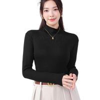 莫代尔半高领打底衫女基础内搭显瘦春秋打底衣修身显瘦减龄纯色长袖上衣