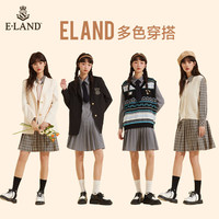 ELAND衣恋连衣裙女夏季学院风甜美格雷系百褶裙子西装裙