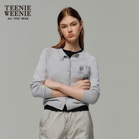 TEENIE WEENIE 小熊针织开衫女2025年春夏学院风高智感圆领针织毛衣外套女