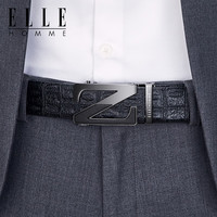 ELLE HOMME法国品牌皮带男真皮自动扣牛皮男士腰带老公 专柜礼盒/902062质感磨砂 115-130cm(可修剪)-不可长度