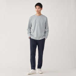 無印良品 MUJI 男式 天竺织 圆领长袖T恤男士打底衫男款25年春季 
AB1L3A5S 灰色 L