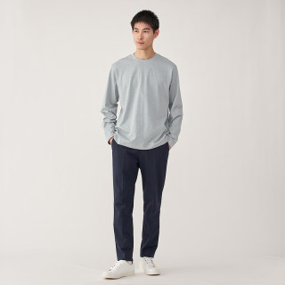 無印良品 MUJI 男式 天竺织 圆领长袖T恤男士打底衫男款25年春季 
AB1L3A5S 灰色 L
