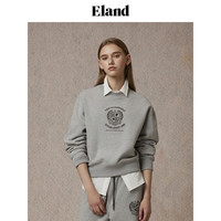 ELAND衣恋卫衣女圆领运动风棉感舒适宽松休闲上衣2024秋季 藏青色(59)Navy S/160